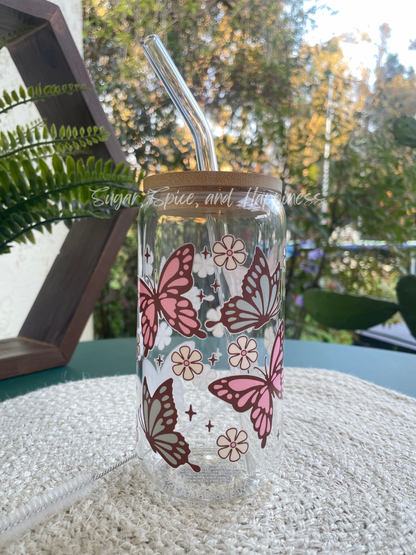 Butterflies Glass Cup