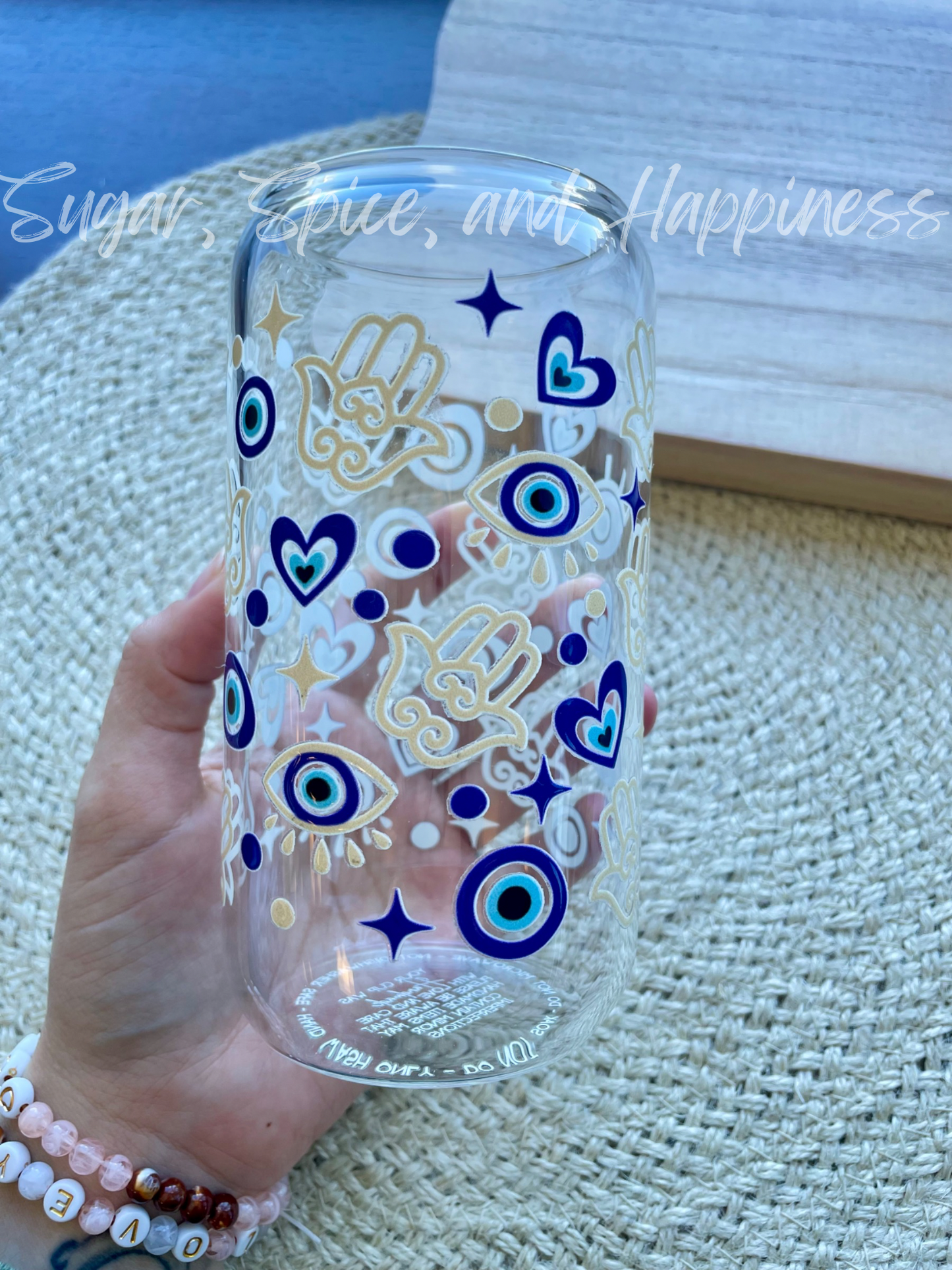 Blue Evil Eye Glass Cup