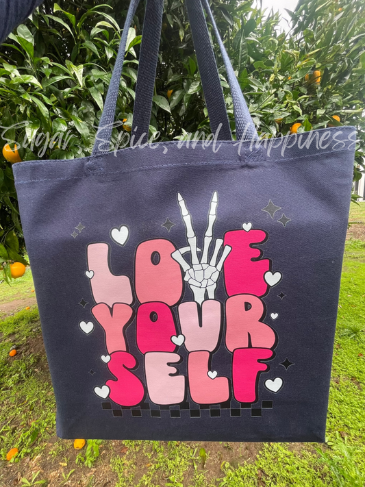 Love Yourself Navy Jumbo Tote