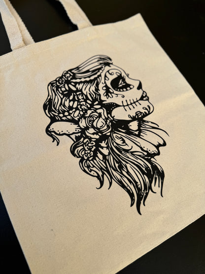 Sugar Skull Woman Natural Tote