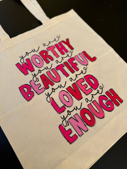 You Are Enough Natural Tote