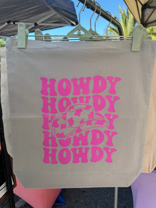 Howdy (Pink) Gray Tote