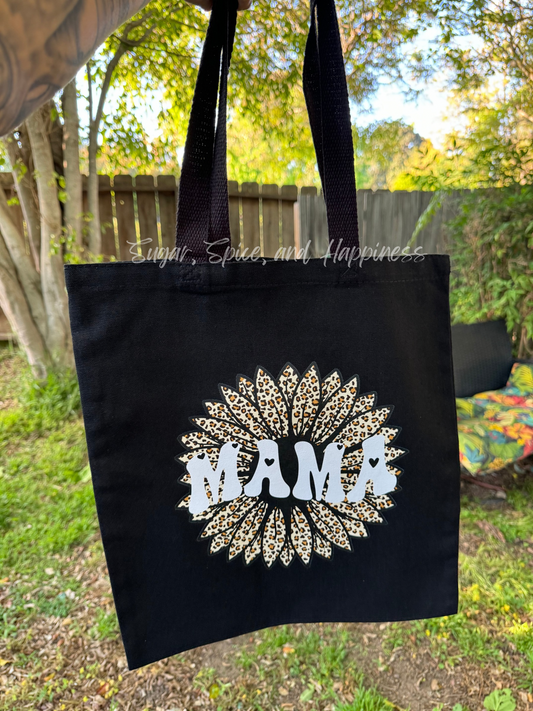 Sunflower Mama Black Tote